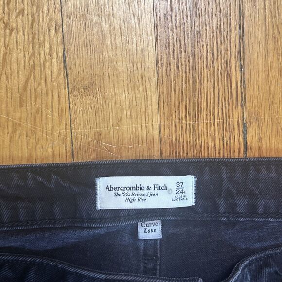 Abercrombie & Fitch Jeans Womens Sz 37/24R Black 90's Relaxed High-Rise NWT FLAW - Picture 4 of 9